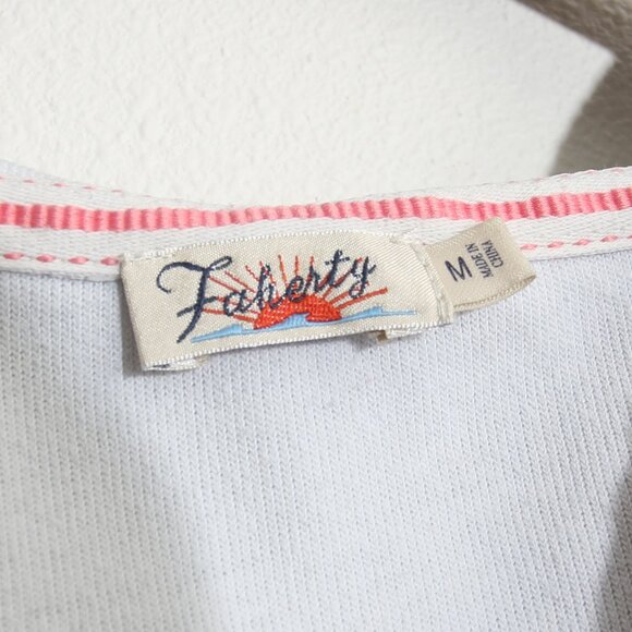 Faherty Reverse Beach Fleece Full Zip Up Hoodie Jacket White Cotton Size Medium - Picture 15 of 16